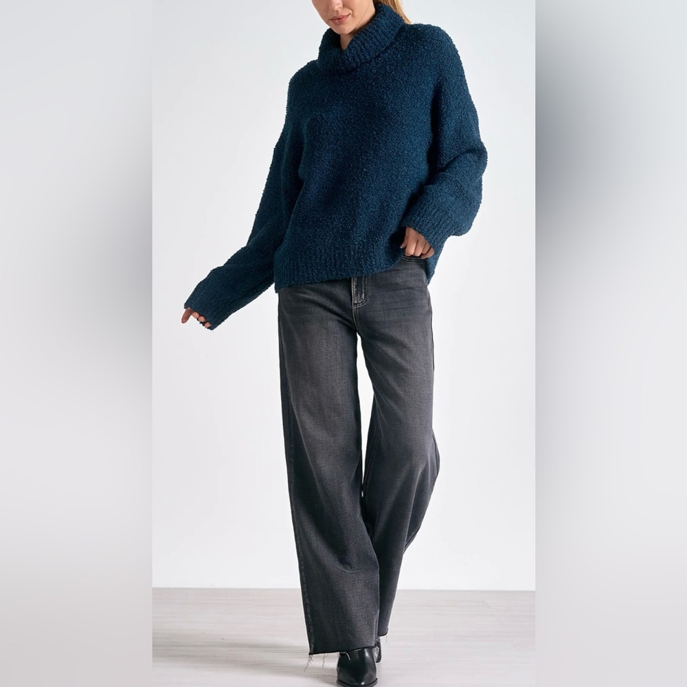 Elan NWT Turtleneck Boucle Sweater Teal Blue